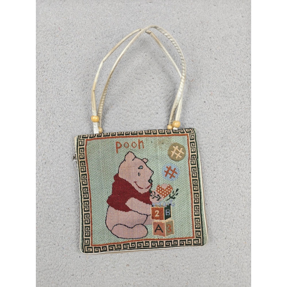 Winnie The Pooh Tote Bag Girls Small Green Beaded Zip Shoulder Cartoon Purse